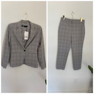 ZARA Women’s Plaid Blazer & Pants Suit Size 6 NWT